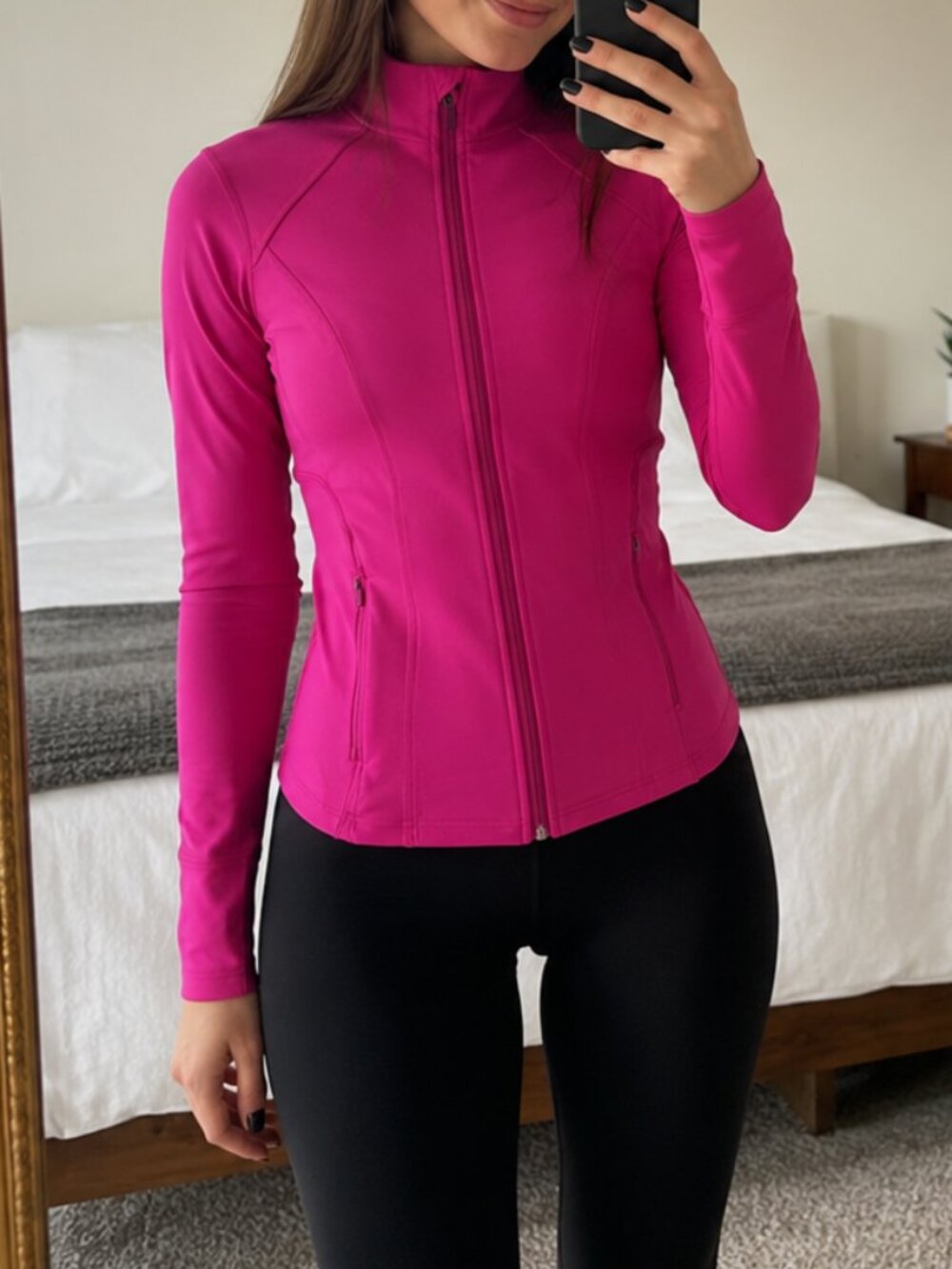 Spyder Active Women’s Hot Pink Athletic Zip-Up Jacket with Thumbholes Gym XS